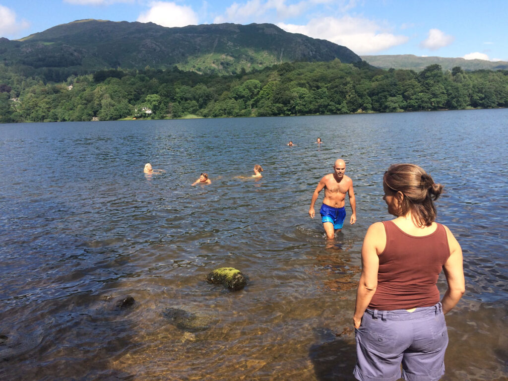 swimming in Grasmere lake